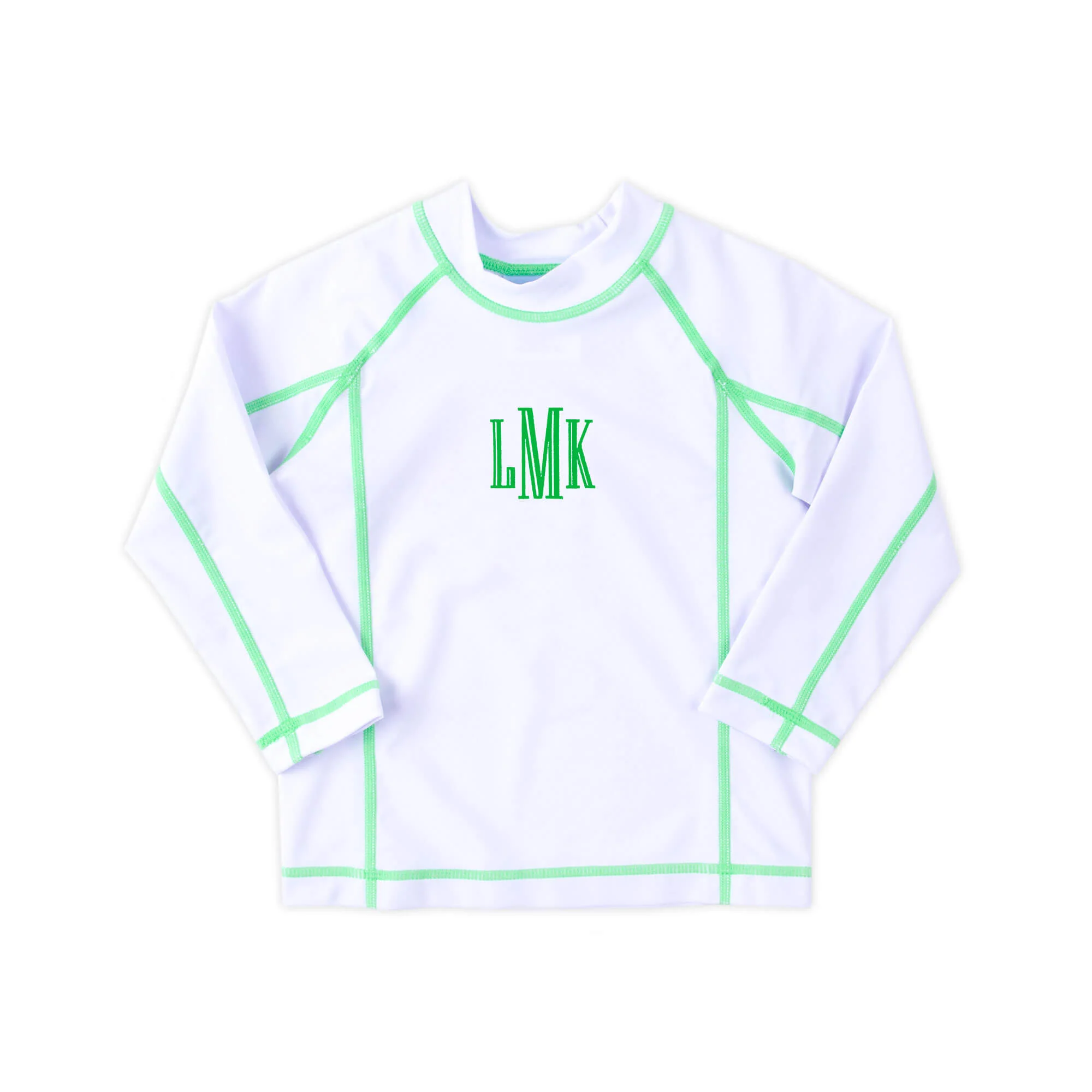 Santorini White With Green Trim Rash Guard - Image 2