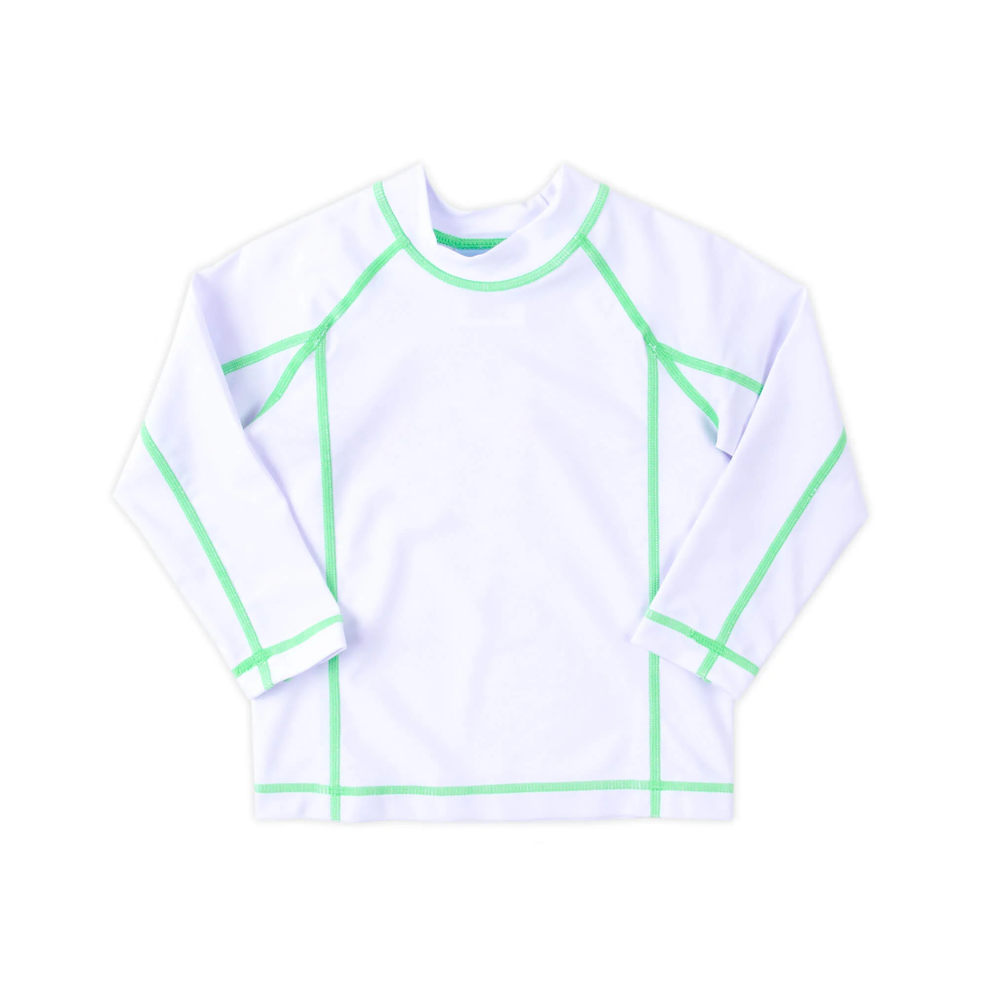 Santorini White With Green Trim Rash Guard - Image 4