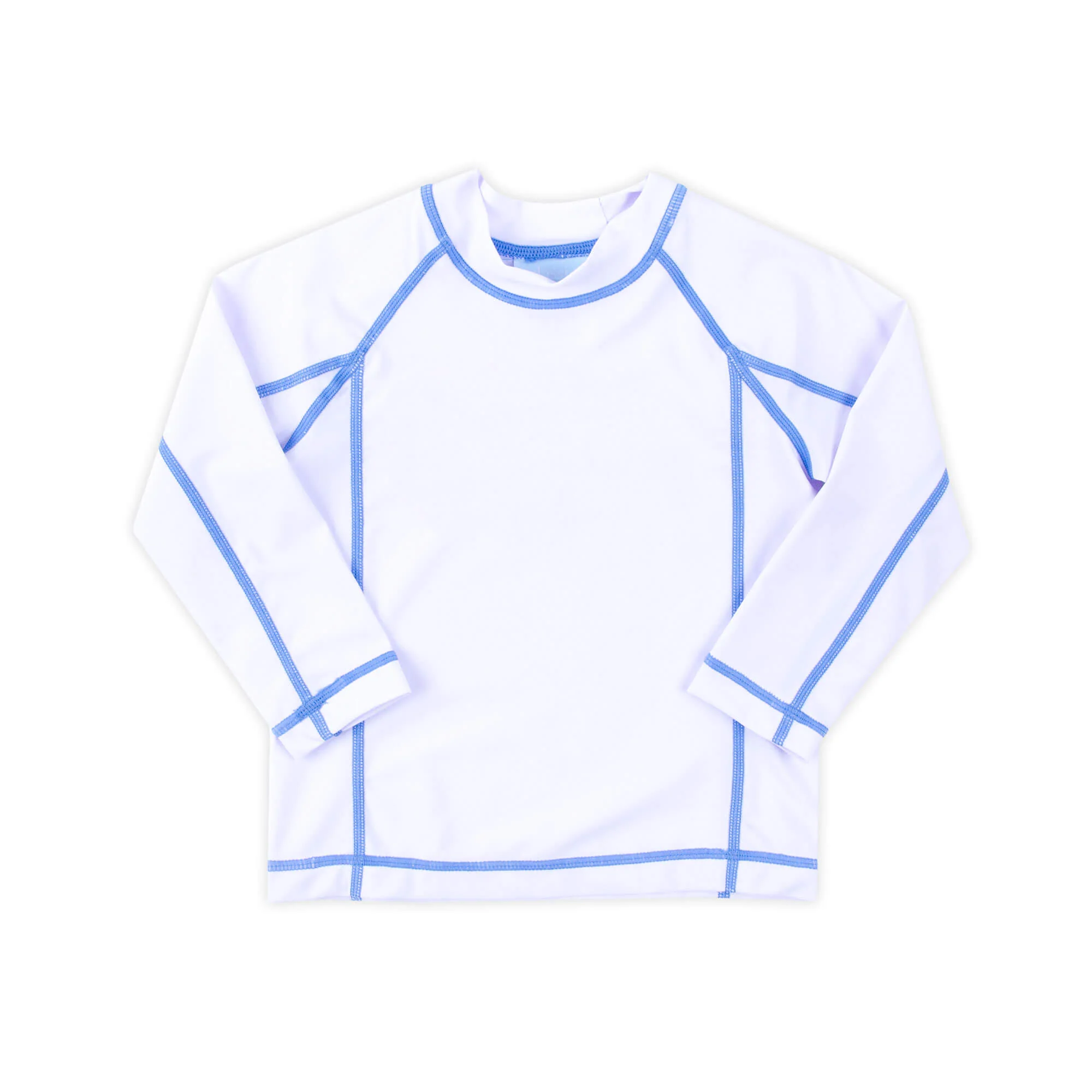 Santorini White With Light Blue Trim Rash Guard - Image 2