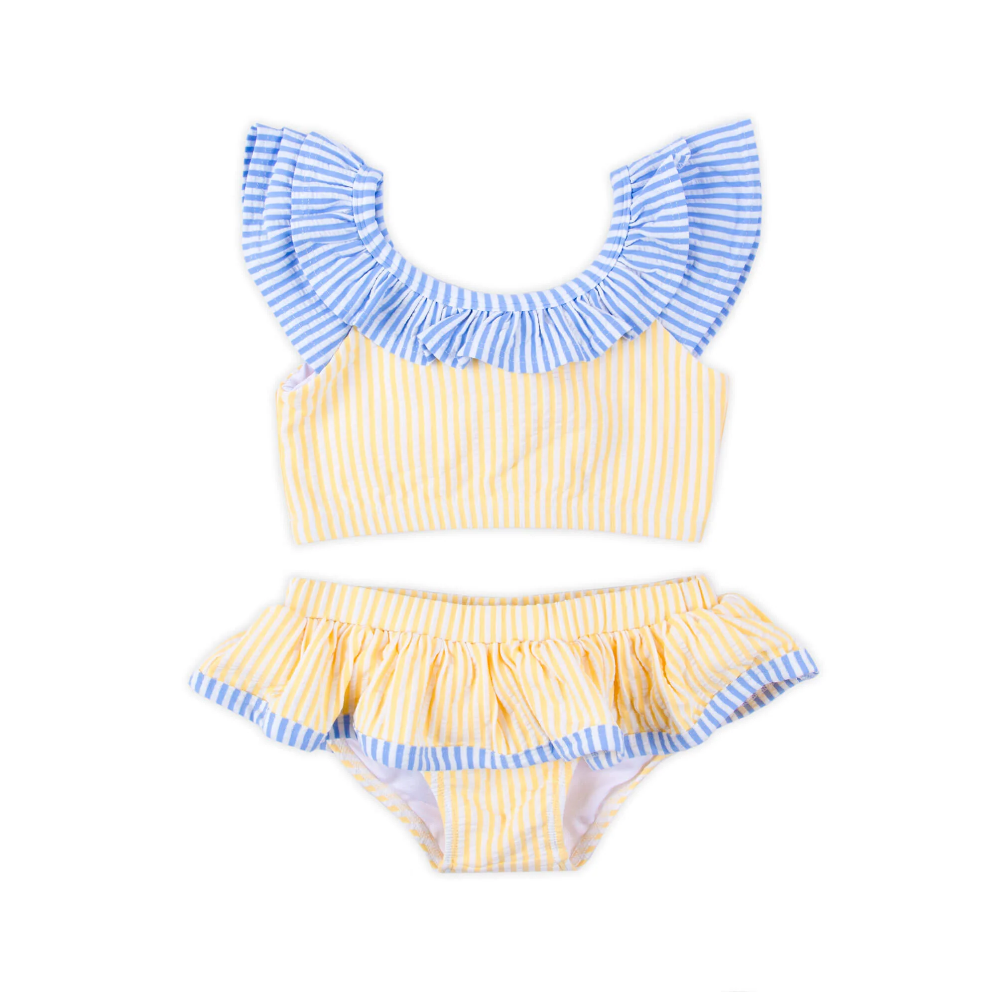 Santorini Yellow & Blue Stripe Two Piece Swimsuit - Image 3