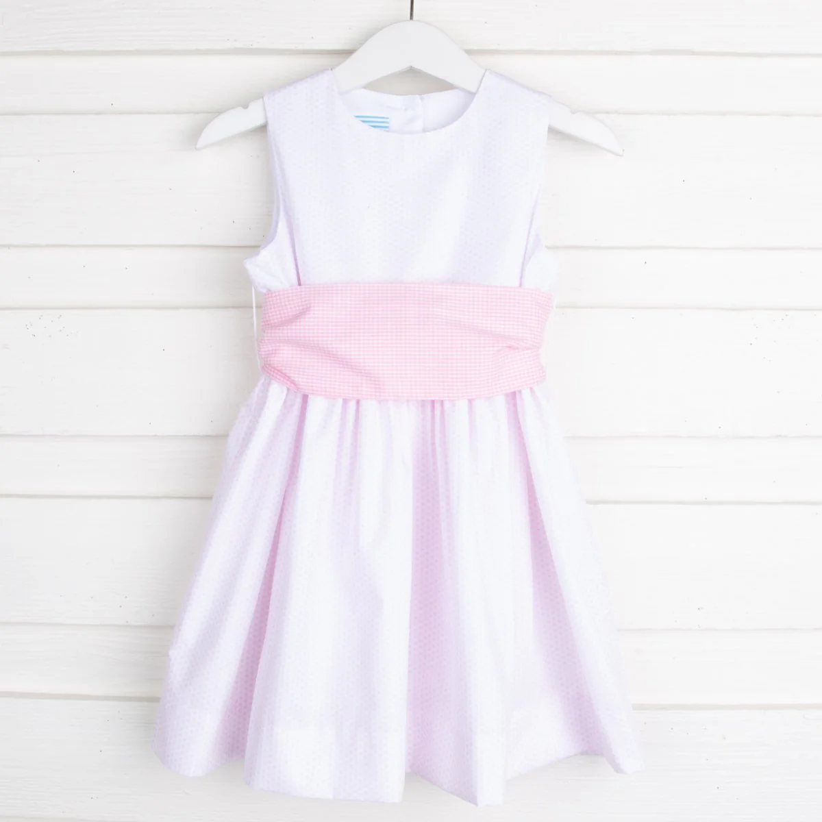 Sash Dress White & Pink Dot - Image 2