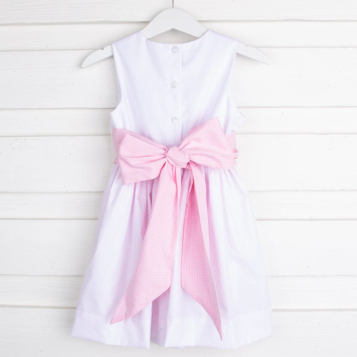 Sash Dress White & Pink Dot - Image 3