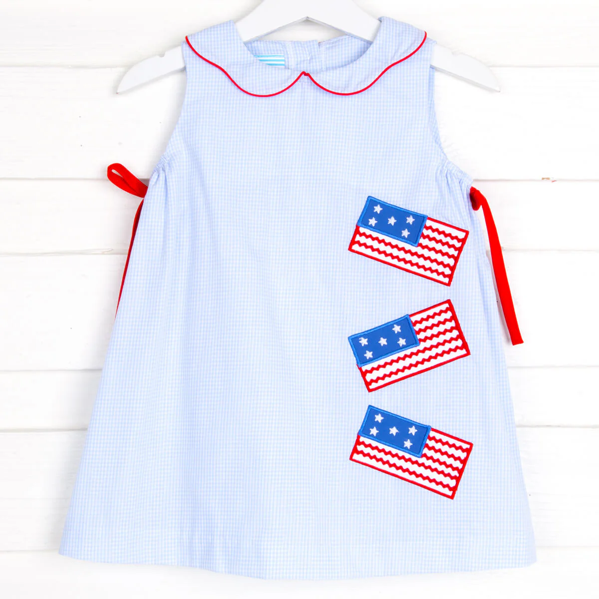 Flag Applique Blue Gingham Dress - Image 2