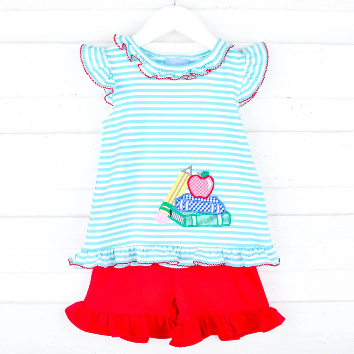 School Book Turquoise & Red Adalyn Short Set - Image 4