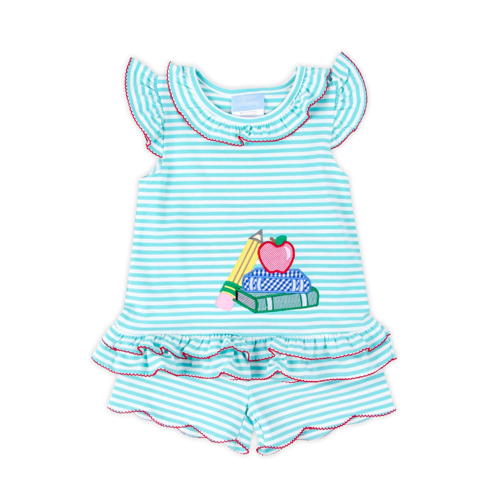 School Book Turquoise Stripe Adalyn Short Set - Image 4