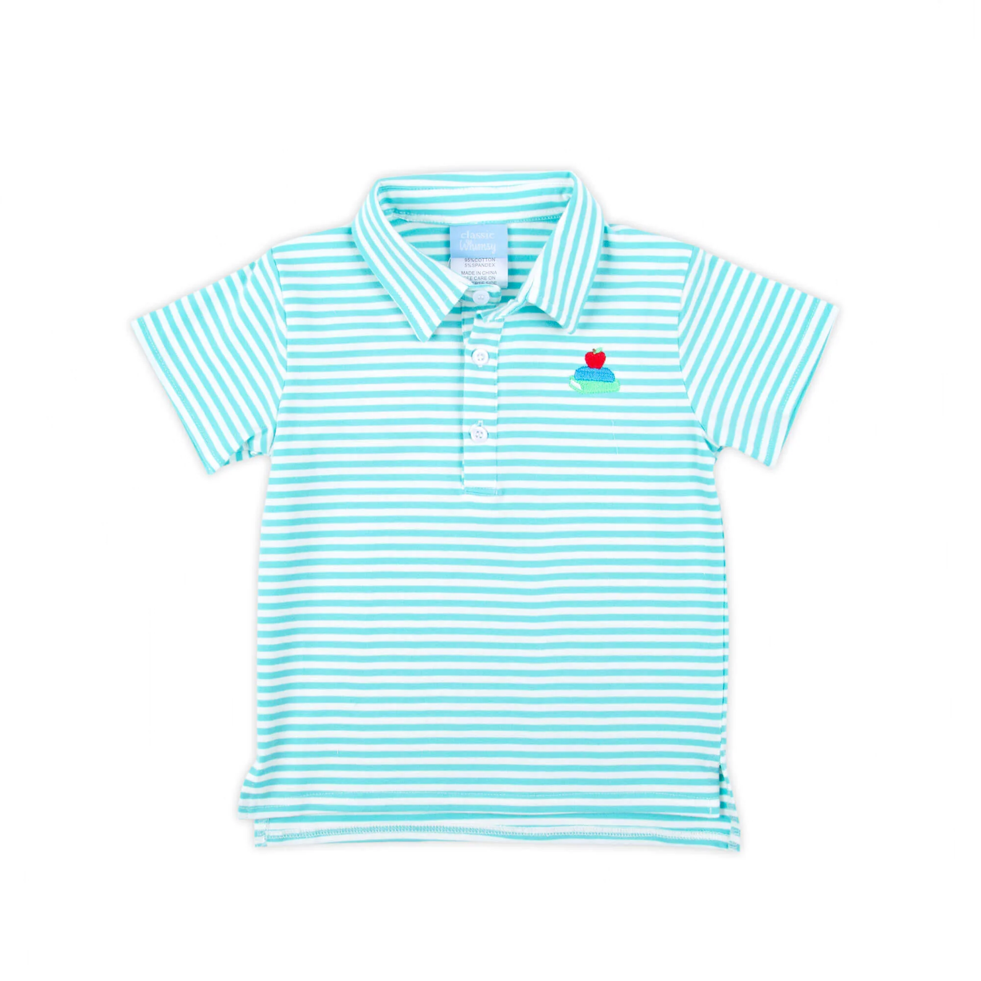 School Book Turquoise Stripe Polo - Image 3