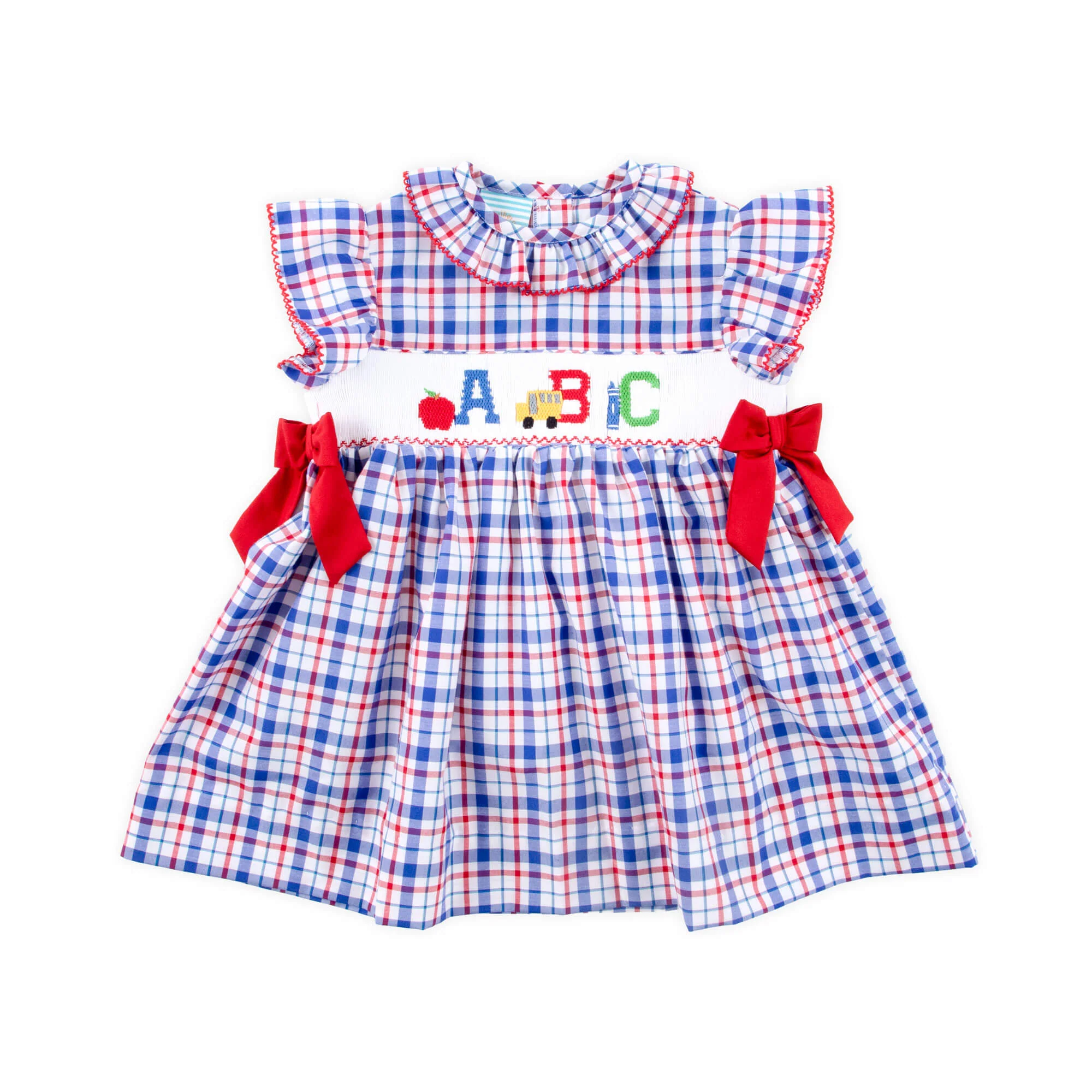 School Days Smocked Navy Plaid Beverly Dress - Image 3
