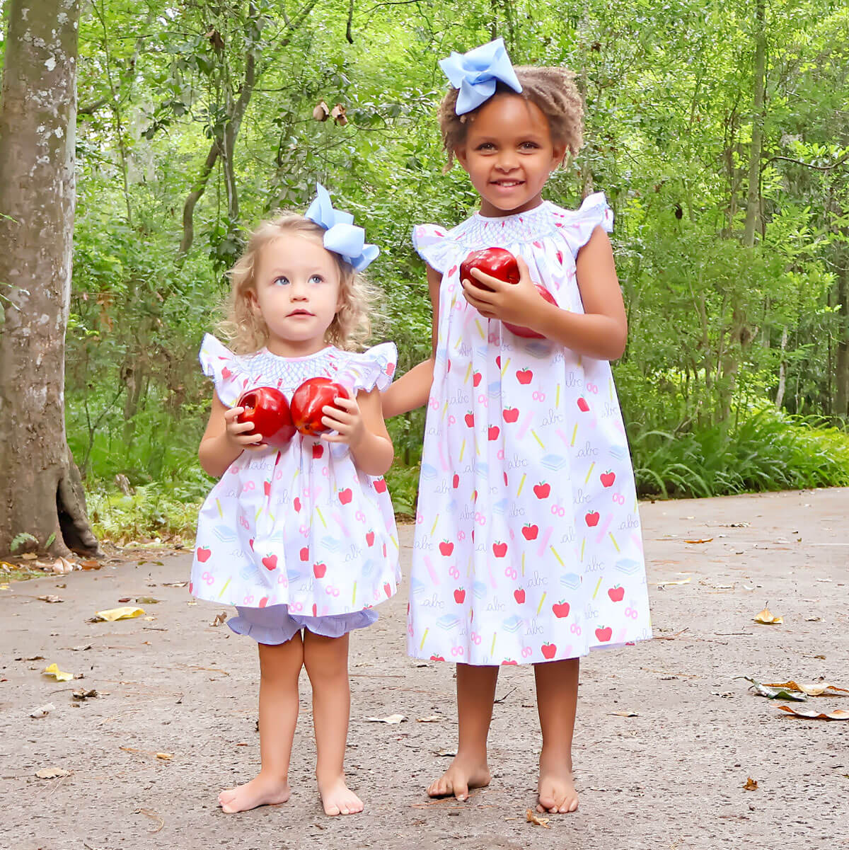 School Essentials Print Smocked Angel Sleeve Short Set - Image 4
