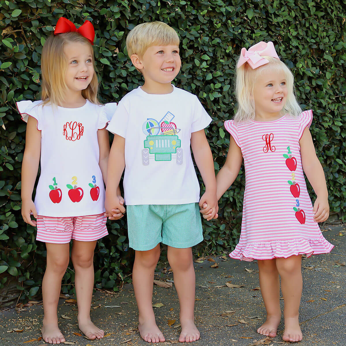 School Truck Green Gingham Short Set - Image 3