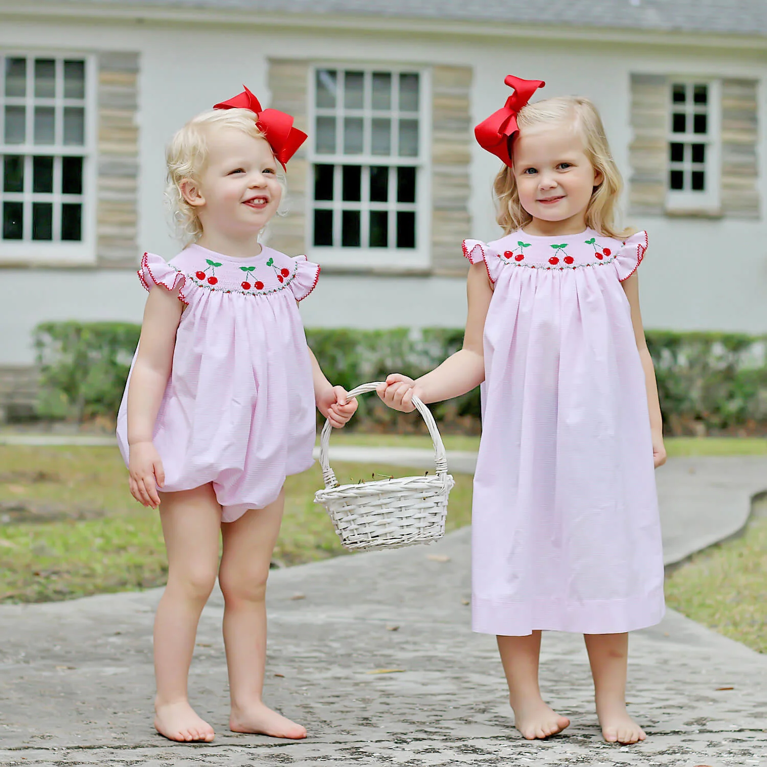 Pink Stripe Cherry Smocked Bubble - Image 6