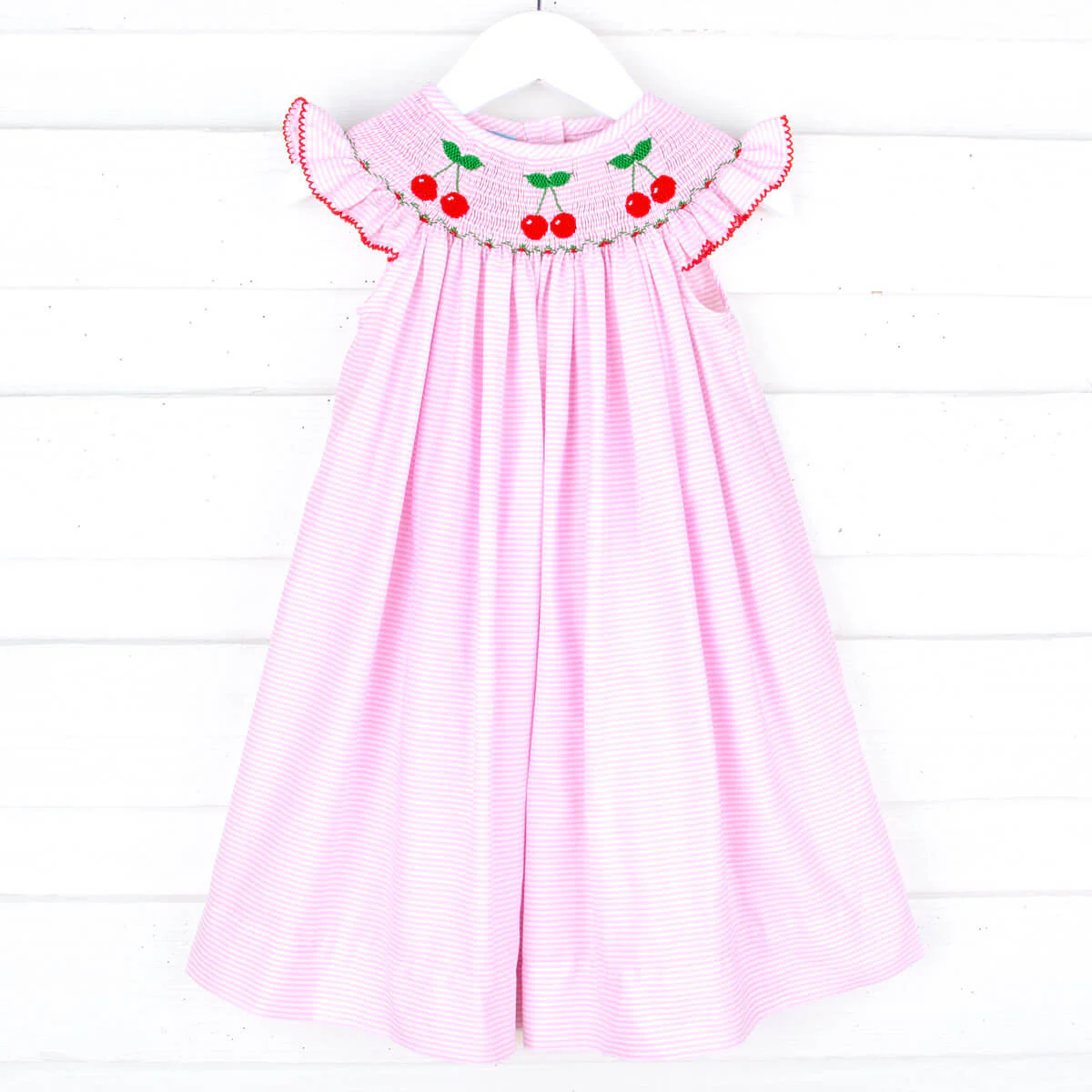 Pink Stripe Cherry Smocked Dress - Image 2