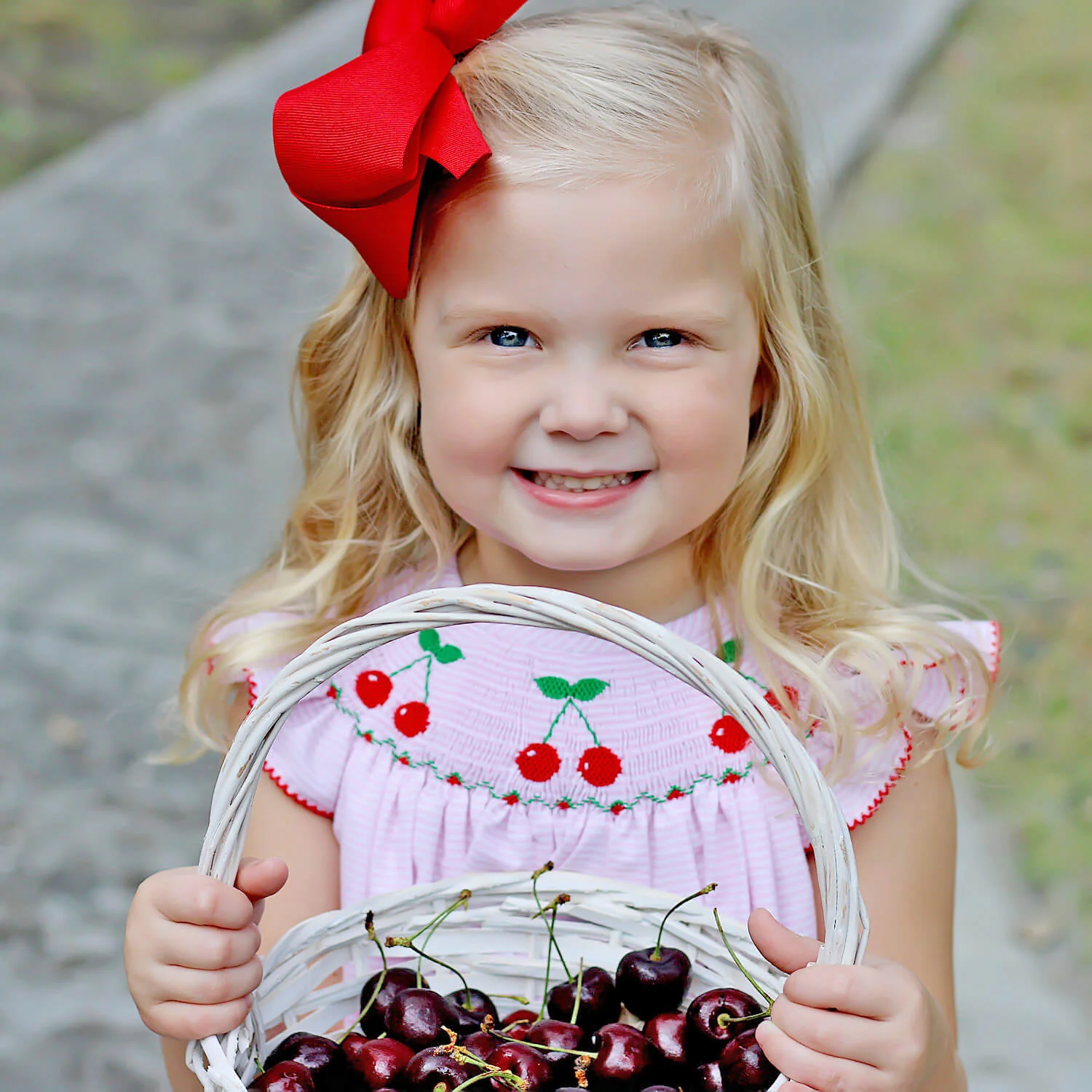Pink Stripe Cherry Smocked Dress - Image 4