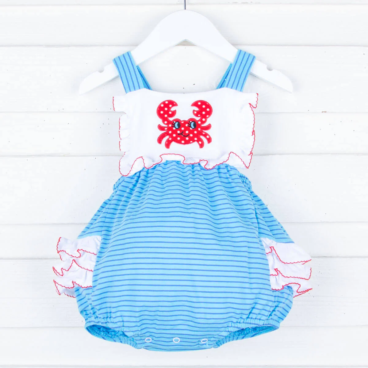 Sea Crab Blue Stripe Knit Ruffle Bubble - Image 2