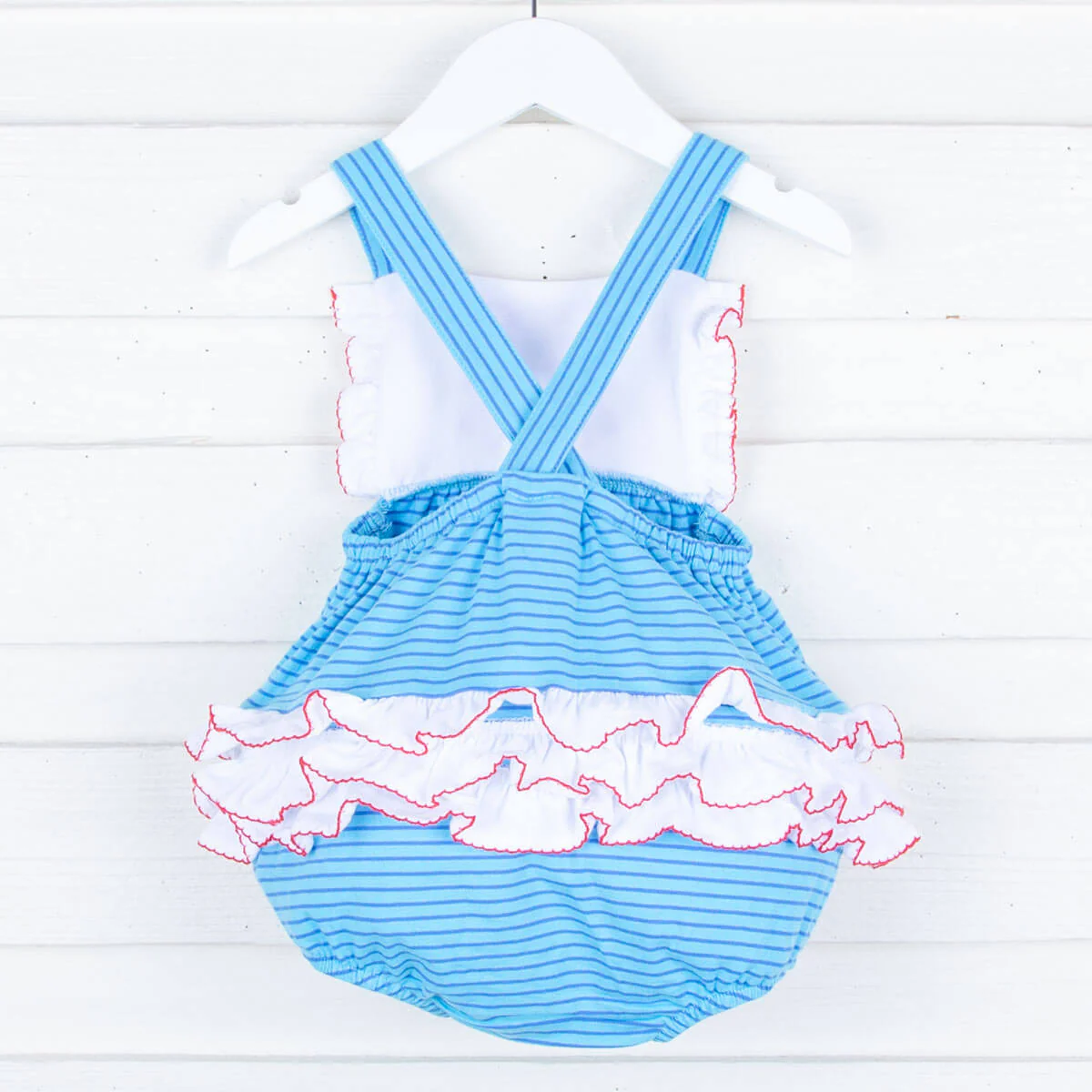 Sea Crab Blue Stripe Knit Ruffle Bubble - Image 3