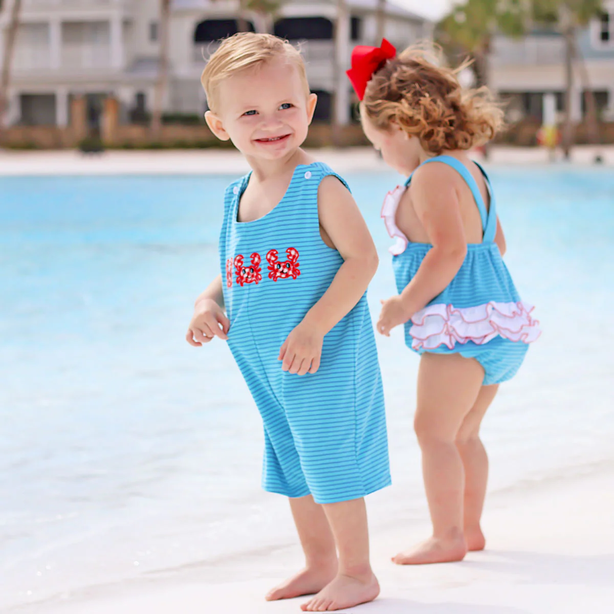 Sea Crab Blue Stripe Knit Ruffle Bubble - Image 7