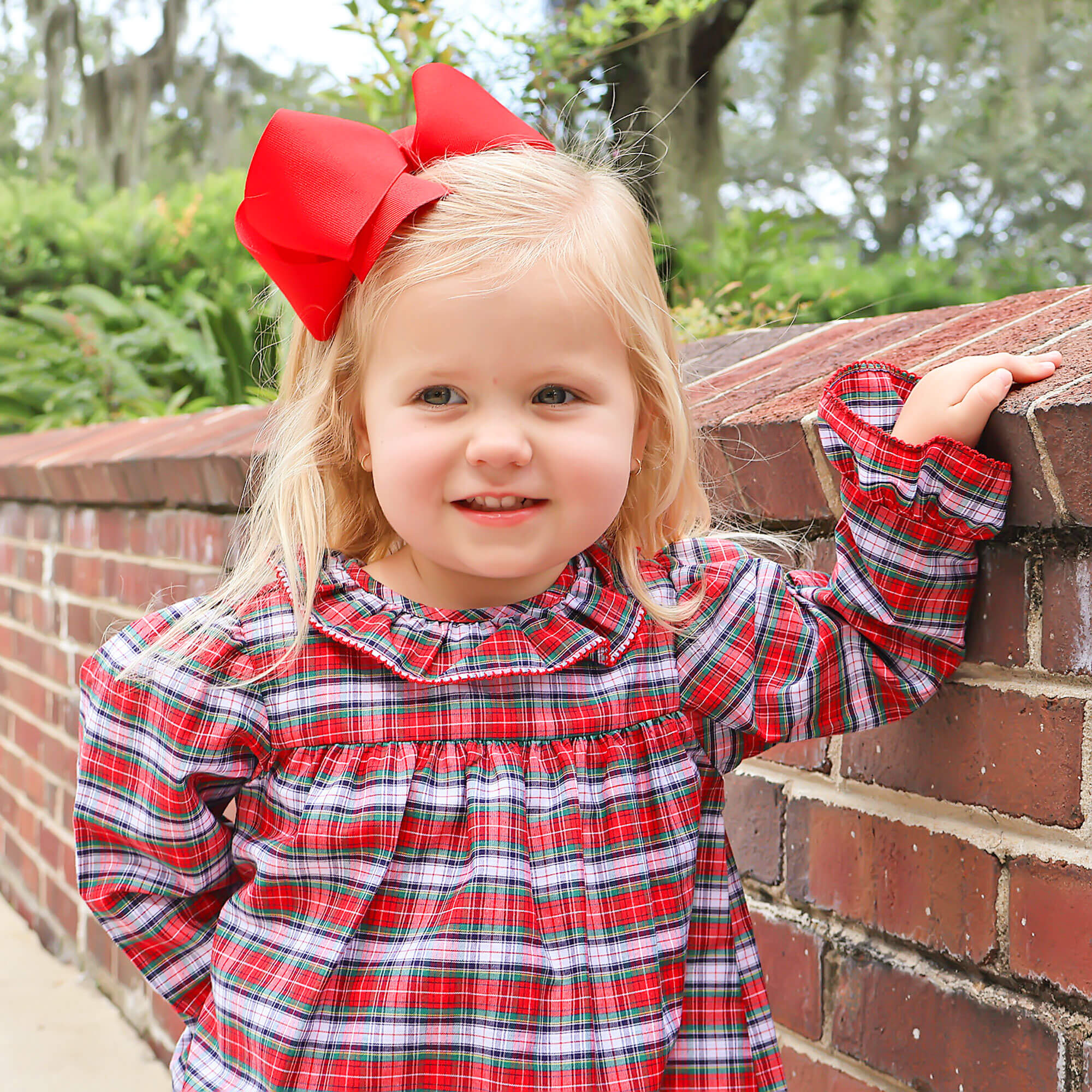 Seattle Red Plaid Ruffle Collared Dress - Image 3