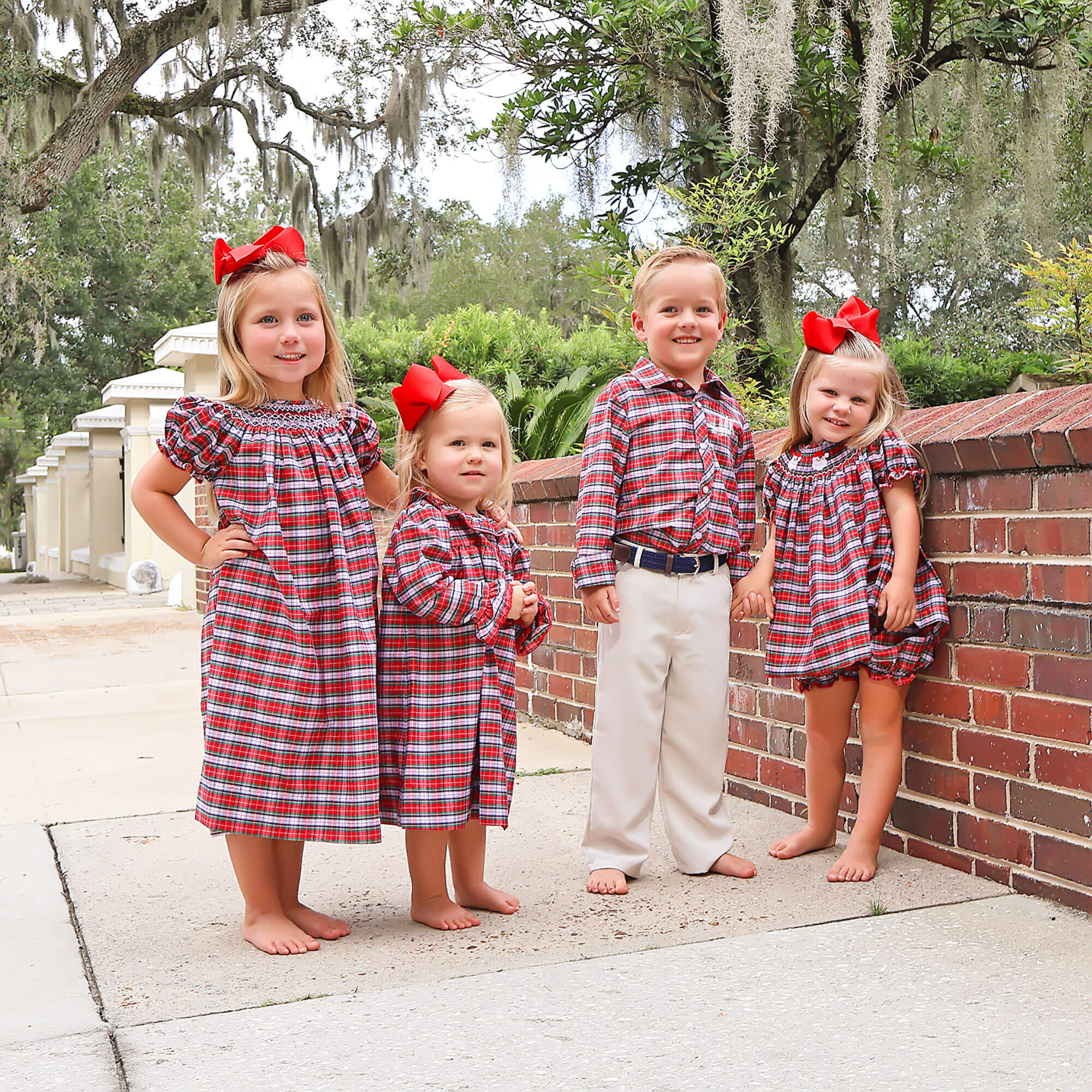 Seattle Red Plaid Smocked Bishop Dress - Image 4