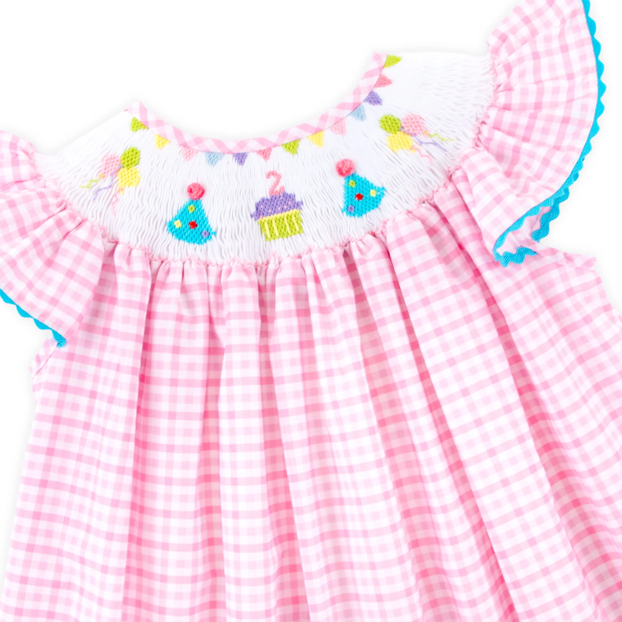 Second Birthday Smocked Pink Check Dress - Image 2