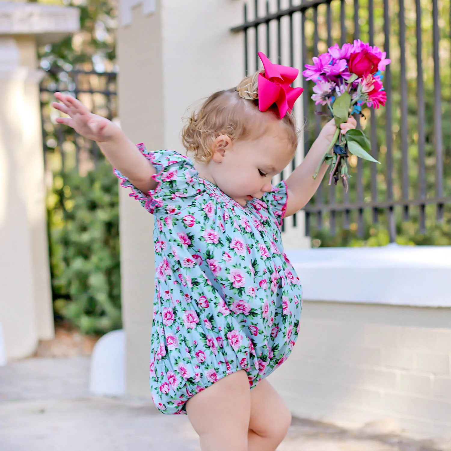 Secret Garden Pink Smocked Bubble - Image 3