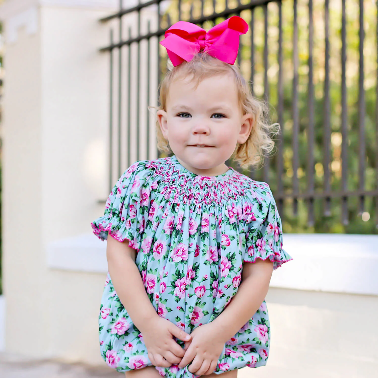 Secret Garden Pink Smocked Bubble - Image 5
