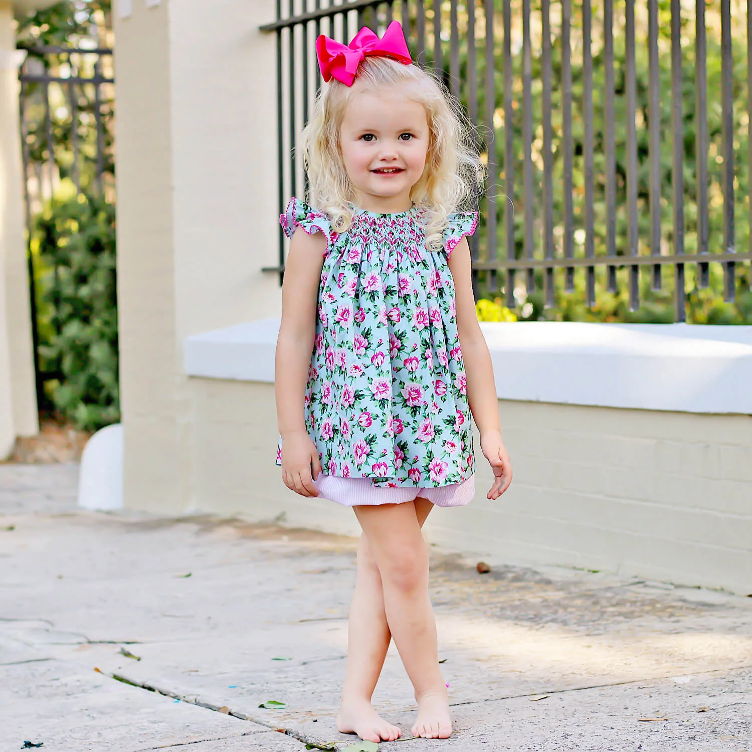 Secret Garden Pink Smocked Bloomer Set - Image 3