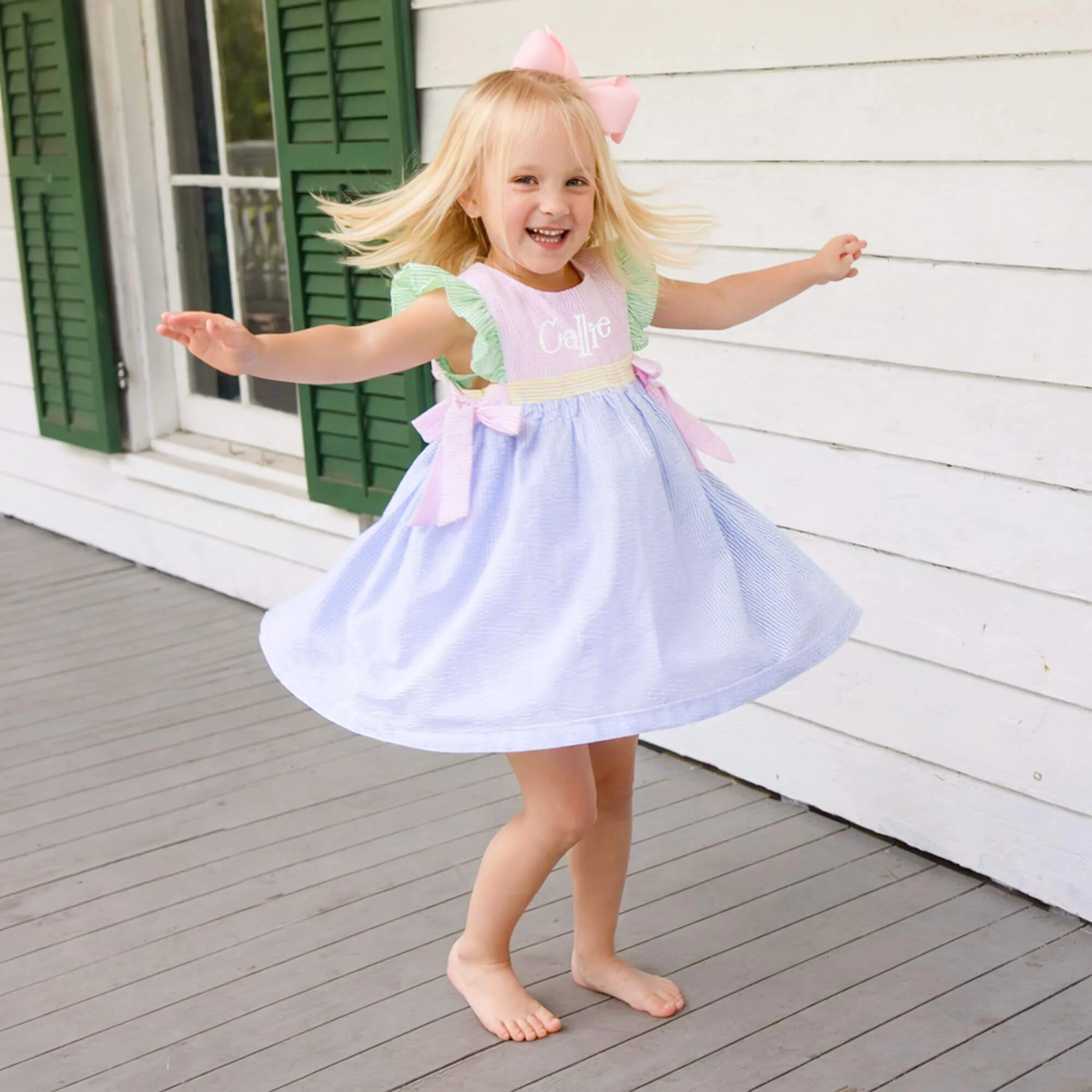 Multi Stripe Seersucker Avery Dress - Image 5