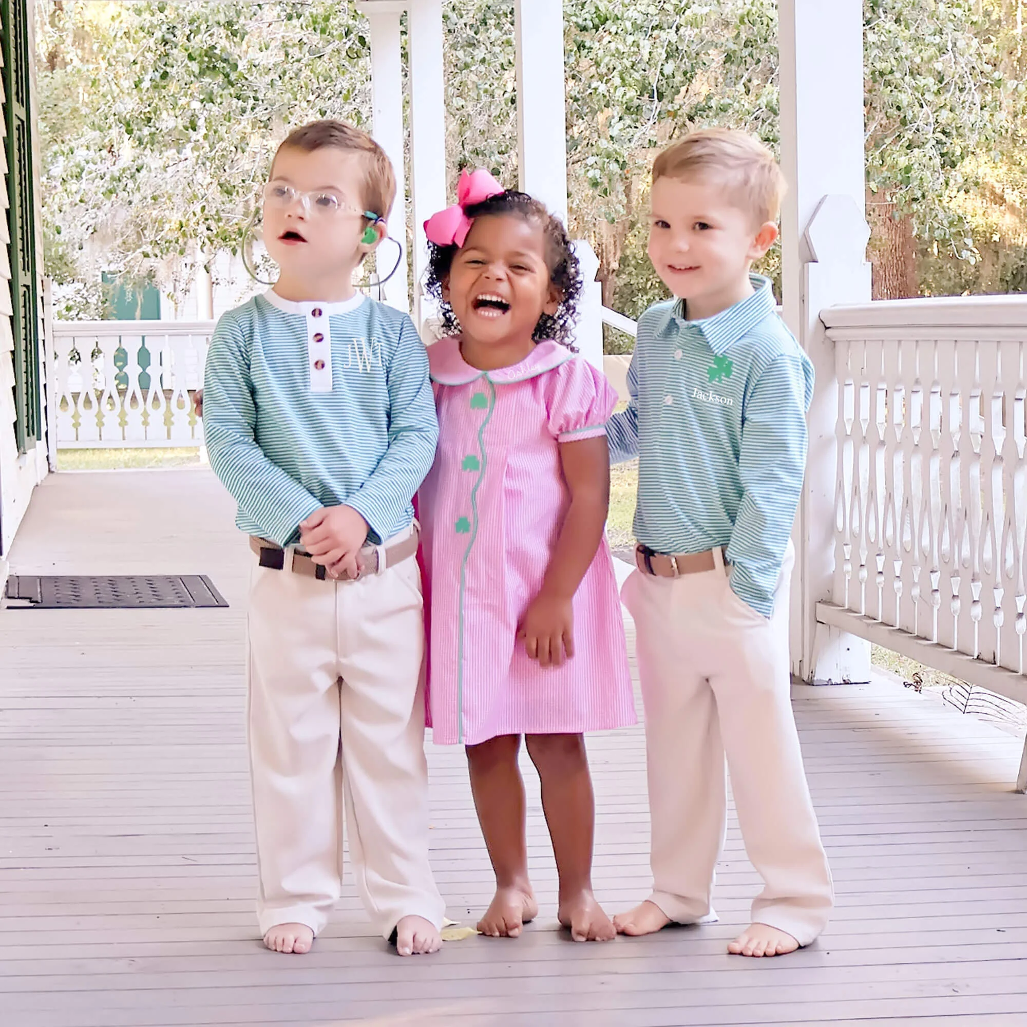 Shamrock Embroidered Pink Gingham Jane Dress - Image 5