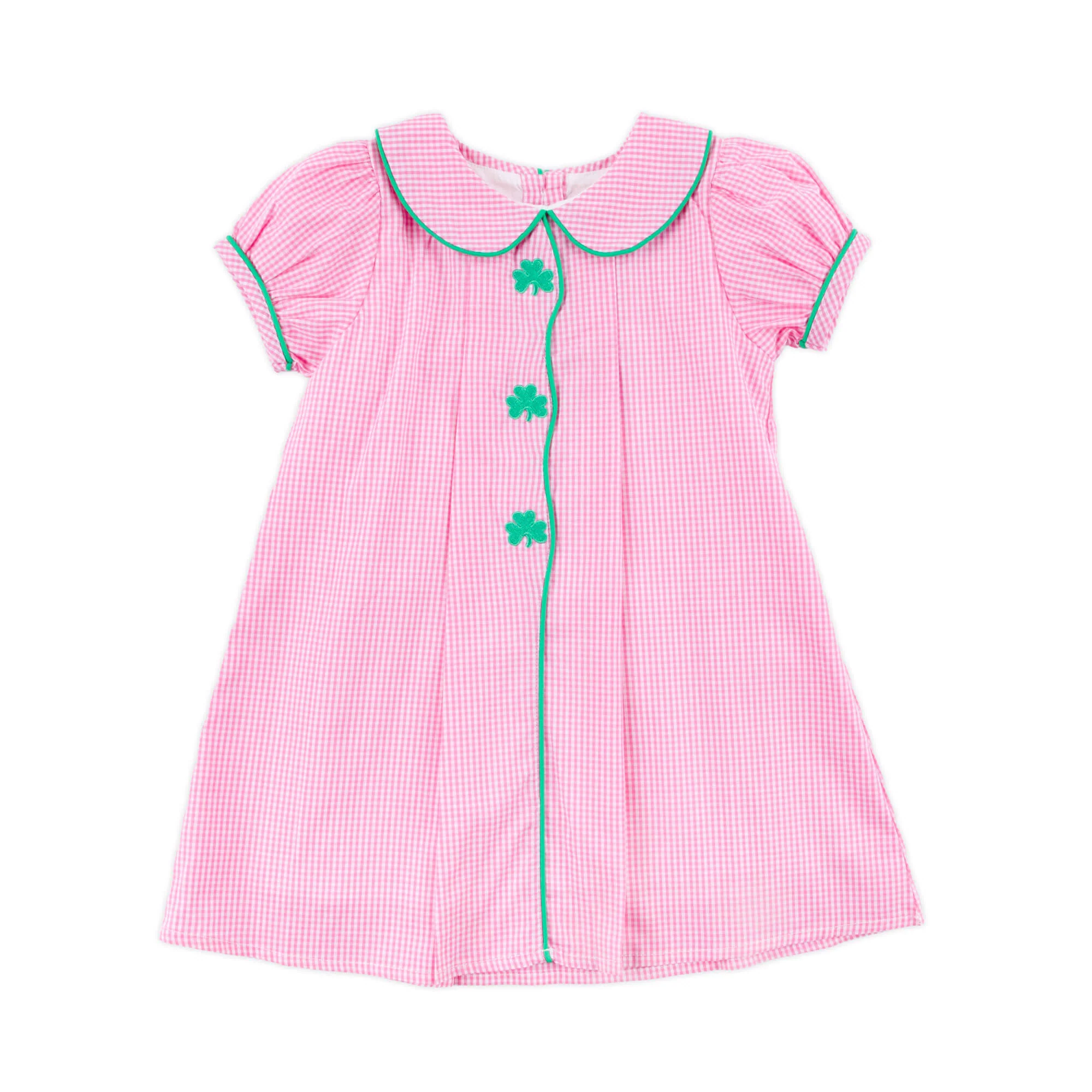 Shamrock Embroidered Pink Gingham Jane Dress - Image 6