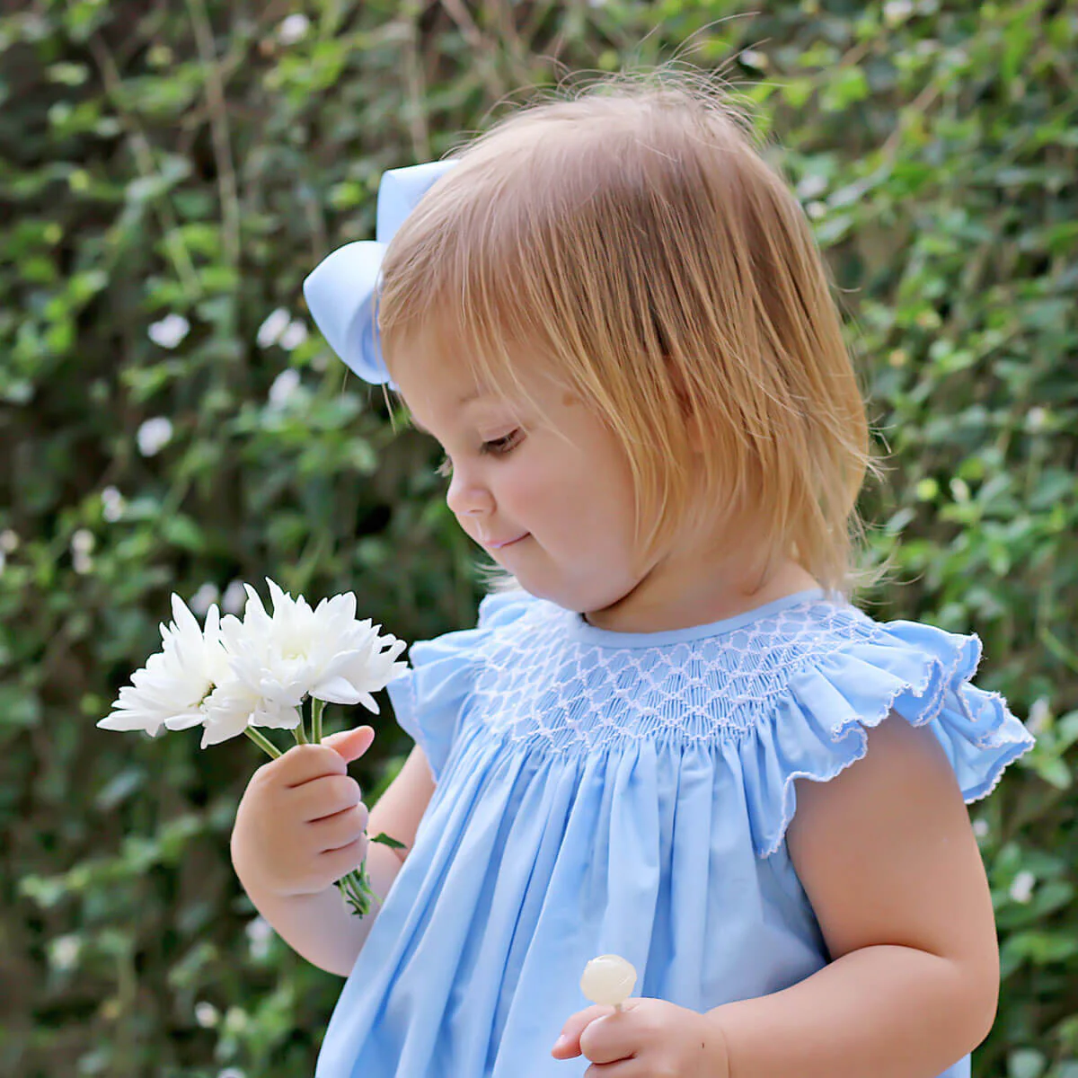 Shine Like A Pearl Blue Smocked Bubble - Image 3
