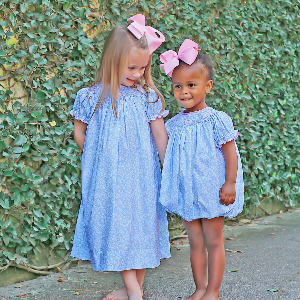 Side Bunny Smocked Blue Daisy Bubble - Image 4