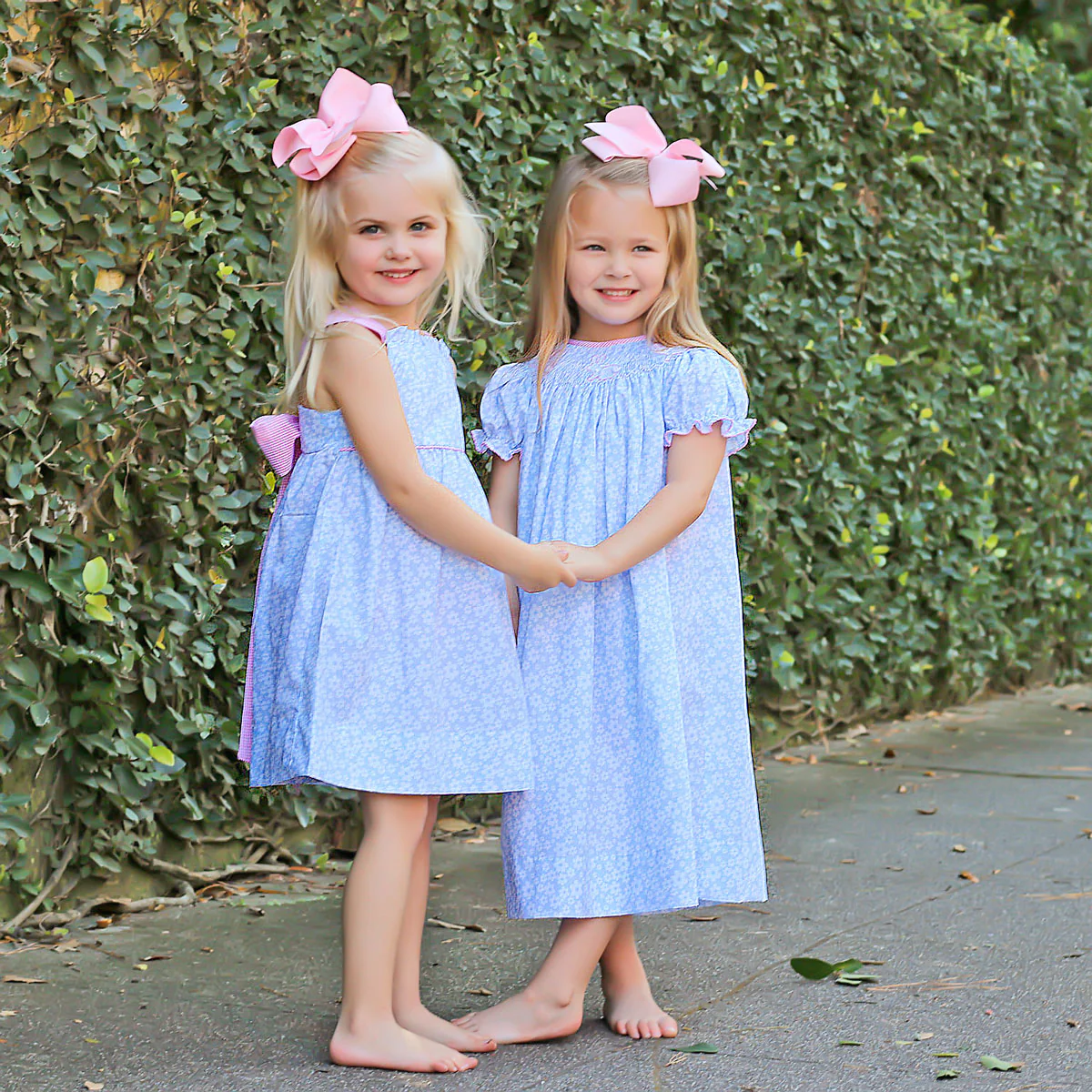 Side Bunny Smocked Blue Daisy Dress - Image 5