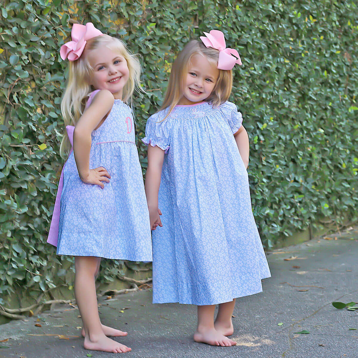Side Bunny Smocked Blue Daisy Dress - Image 6