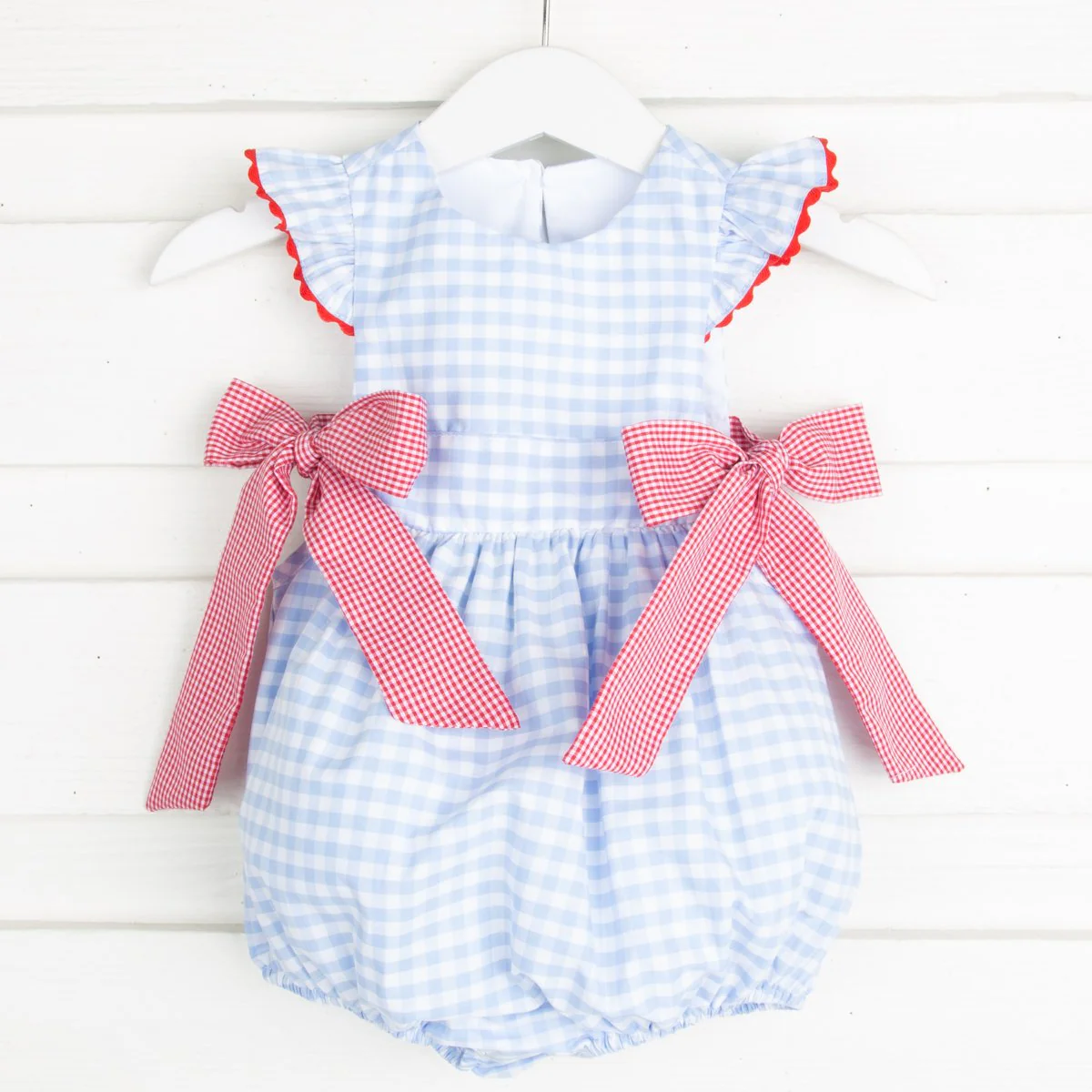 Side Tie Bubble Light Blue Gingham - Image 2