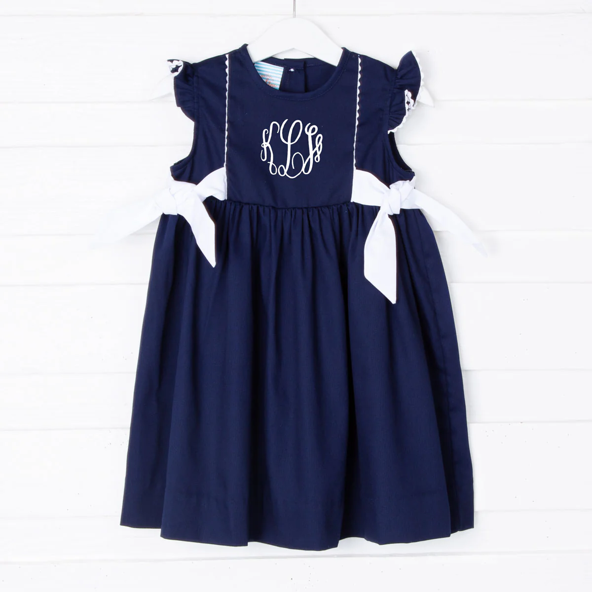 Side Tie Dress Navy Pique - Image 3