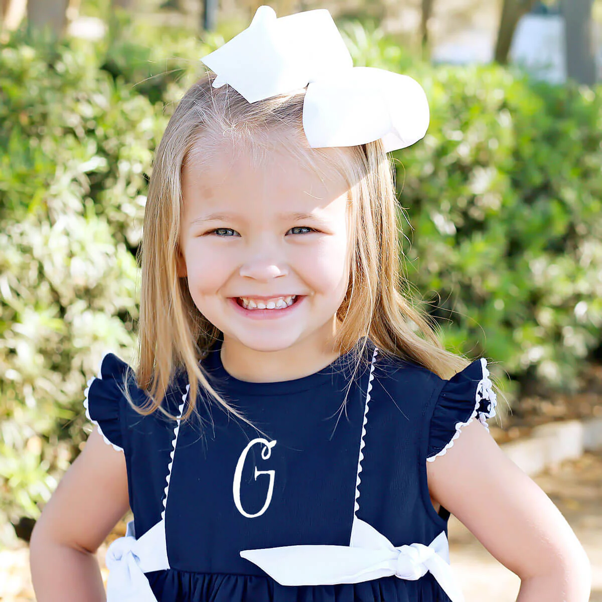 Side Tie Dress Navy Pique - Image 4