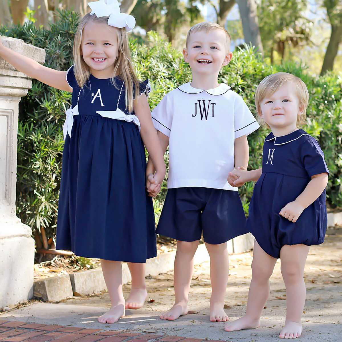 Side Tie Dress Navy Pique - Image 5