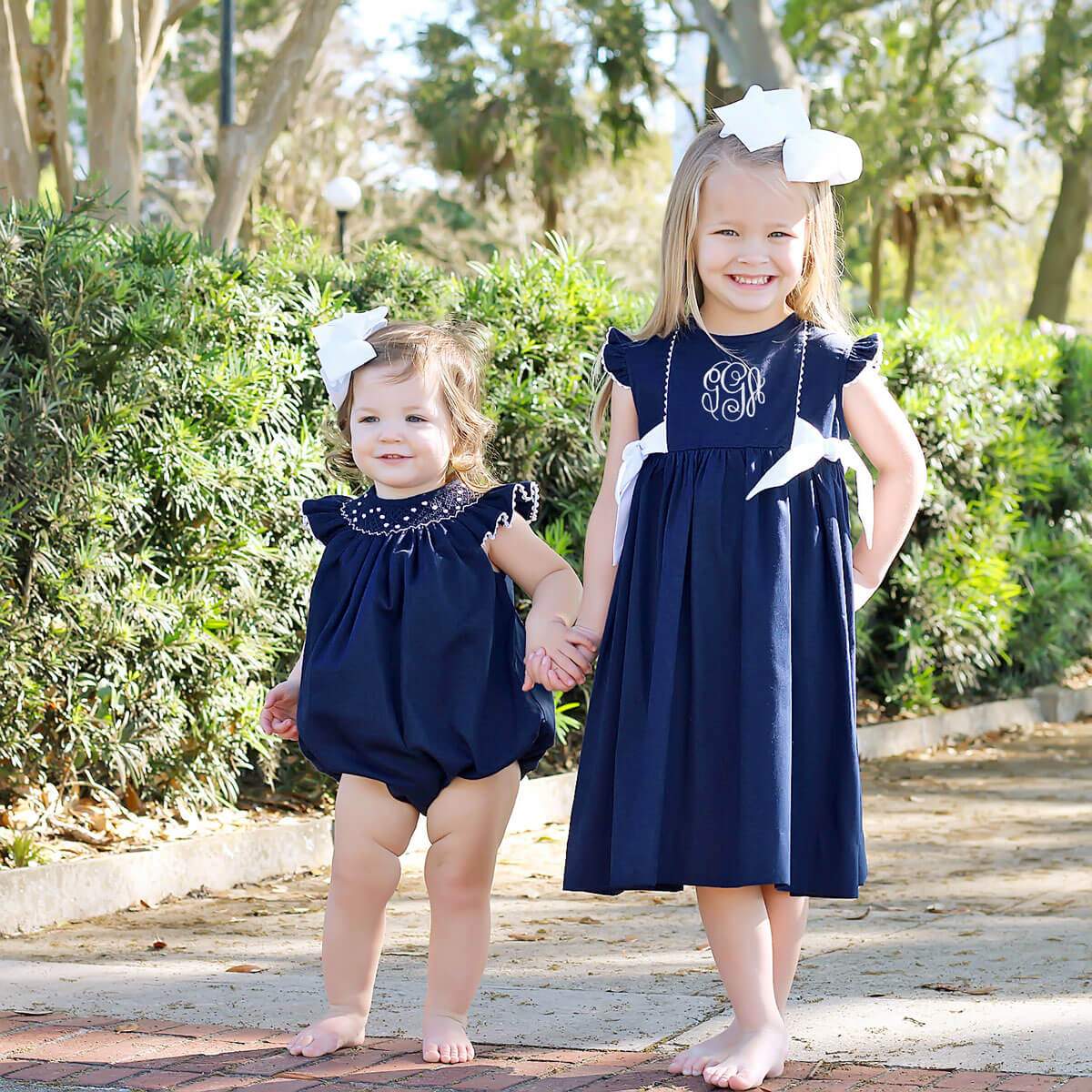 Side Tie Dress Navy Pique - Image 7