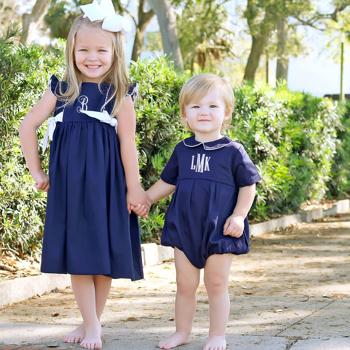 Side Tie Dress Navy Pique - Image 8