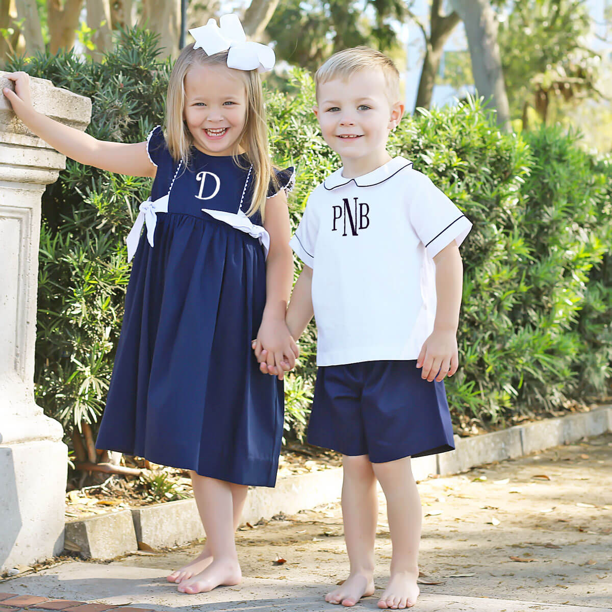 Side Tie Dress Navy Pique - Image 9