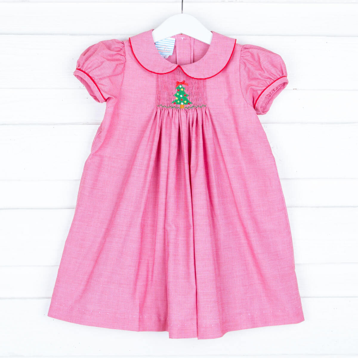 Twinkly Tree Red Single Smocked Dress - Image 8