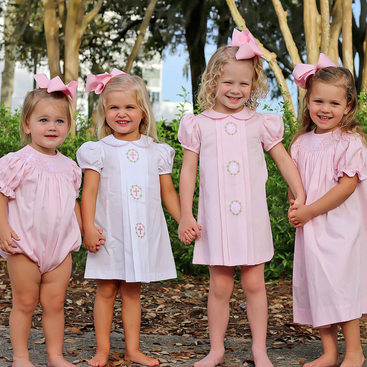 Smocked Cross Pink Pique Bubble - Image 7
