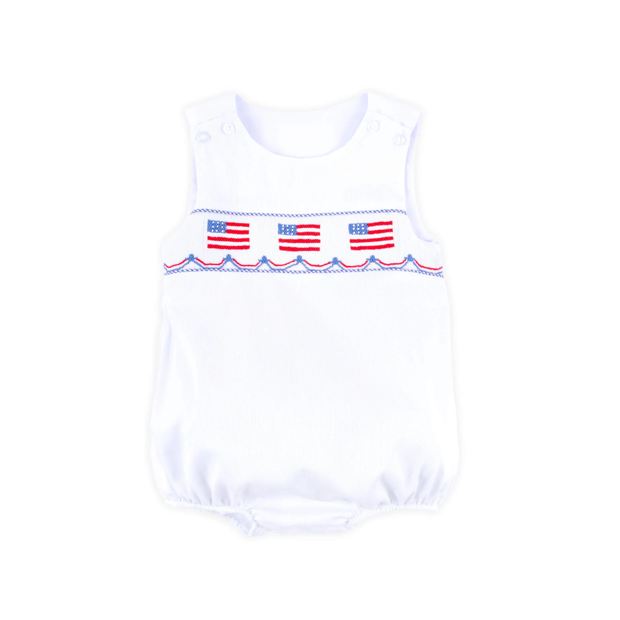 Flag Smocked White Pique Sun Bubble - Image 2