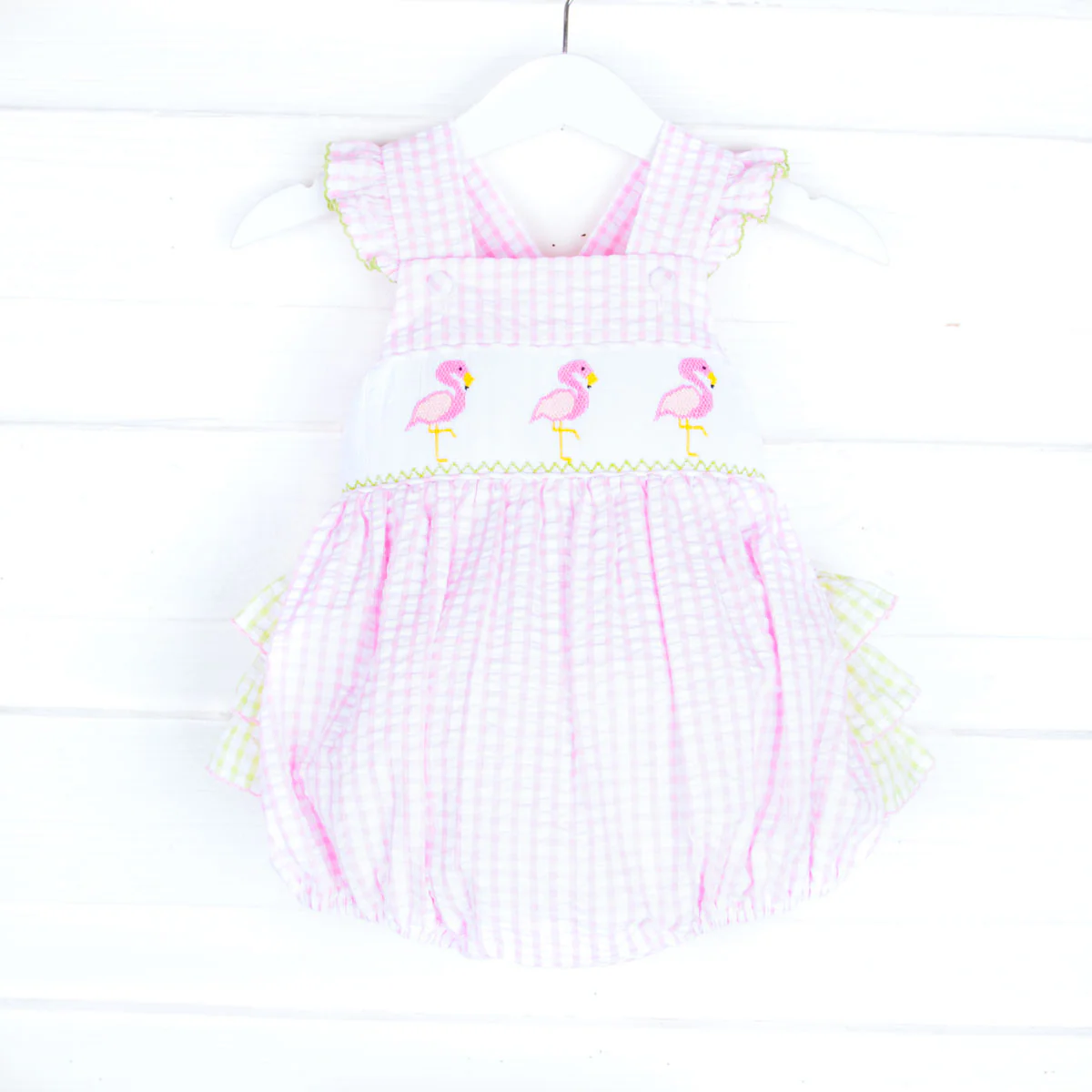 Smocked Flamingos Pink Check Bubble - Image 2
