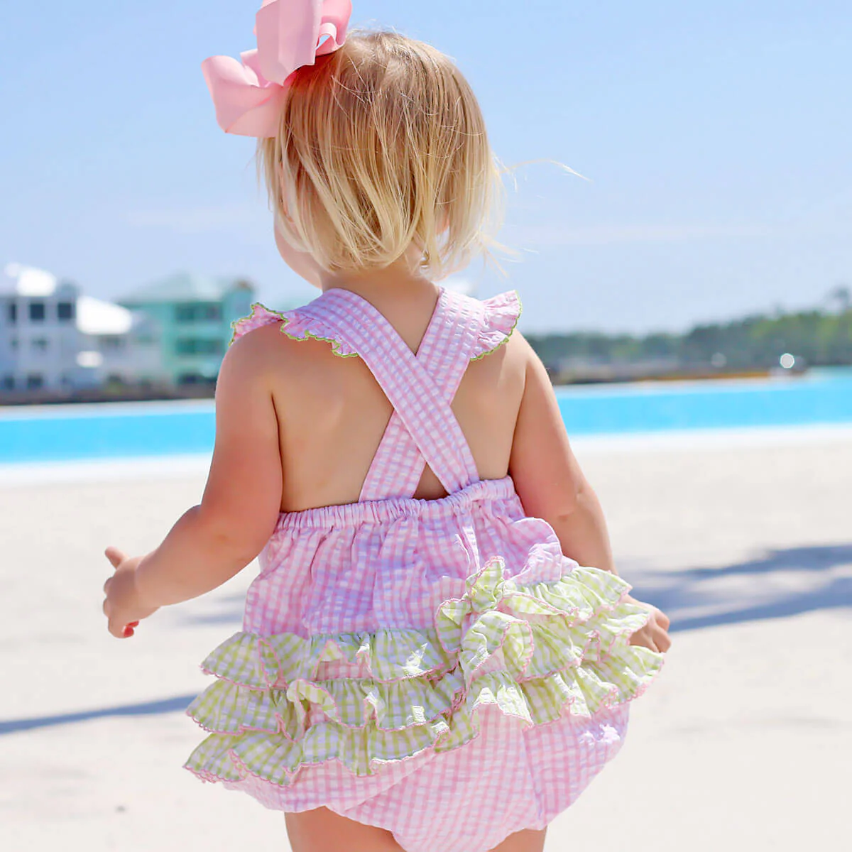 Smocked Flamingos Pink Check Bubble - Image 4