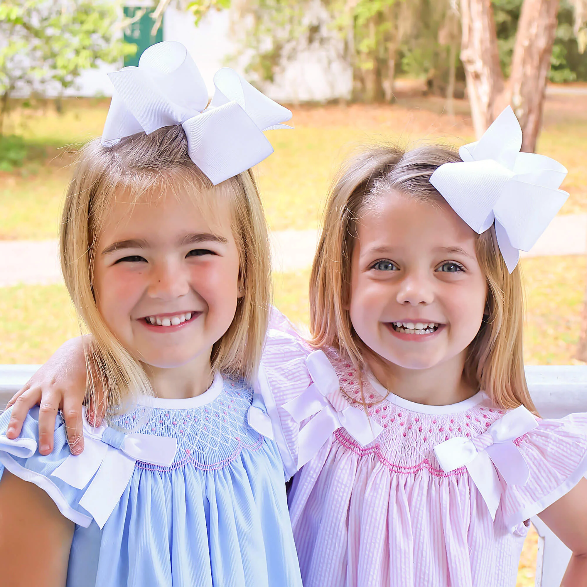 Pretty In Pink Stripe Smocked Bow Bubble - Image 3