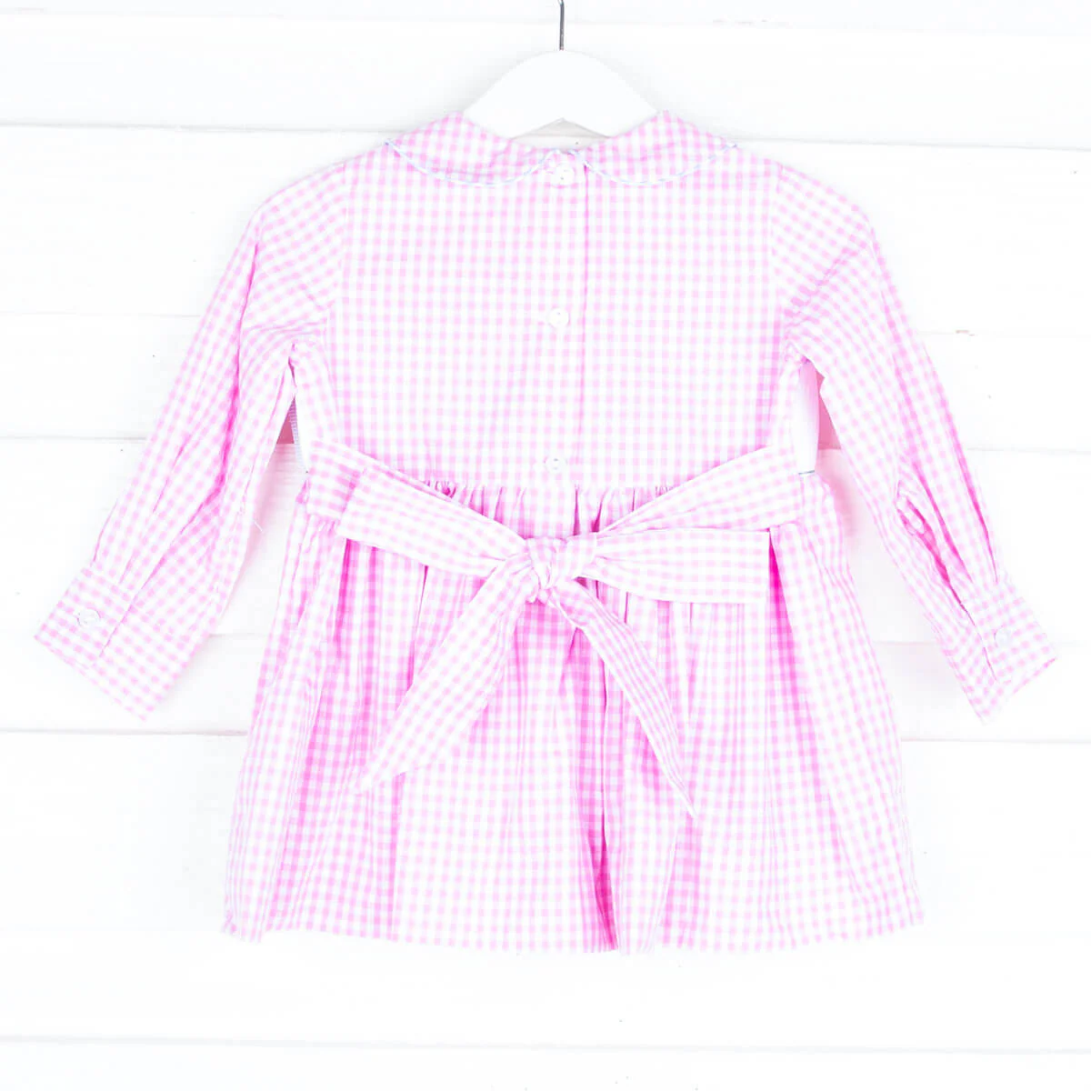 Smocked Nativity Pink Gingham Dress - Image 2