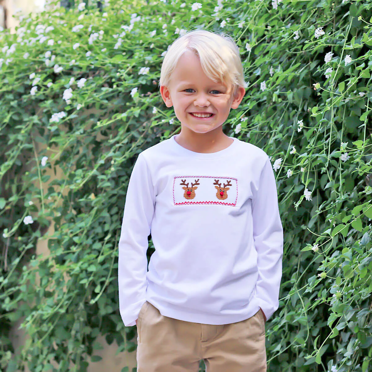 Reindeer Cheer Smocked Long Sleeve Shirt - Image 3