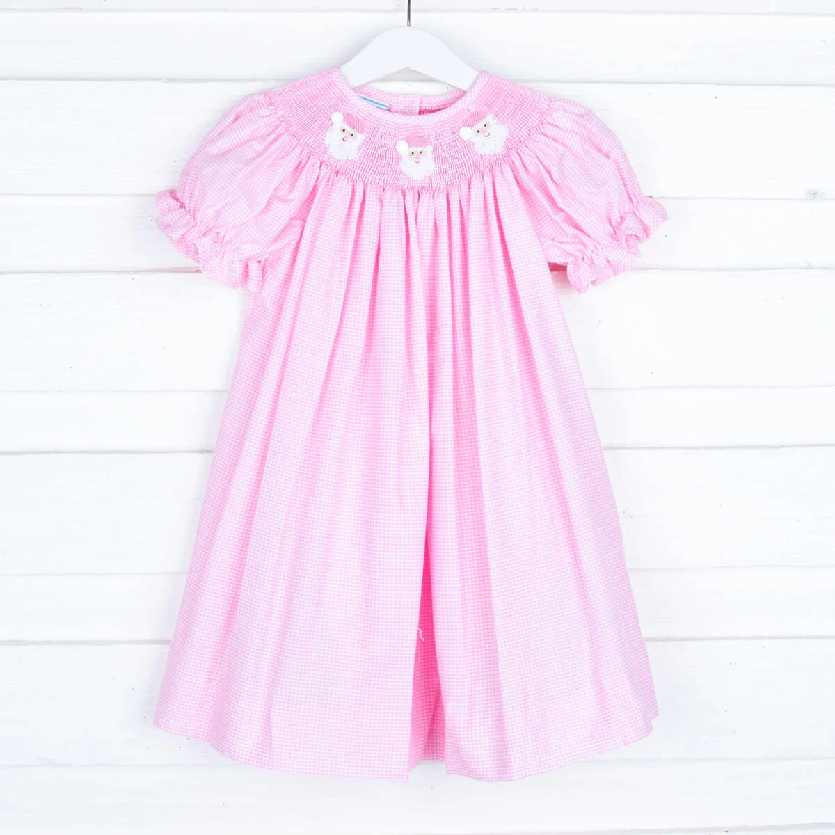 Pink Santa Smocked Bishop Dress - Image 2