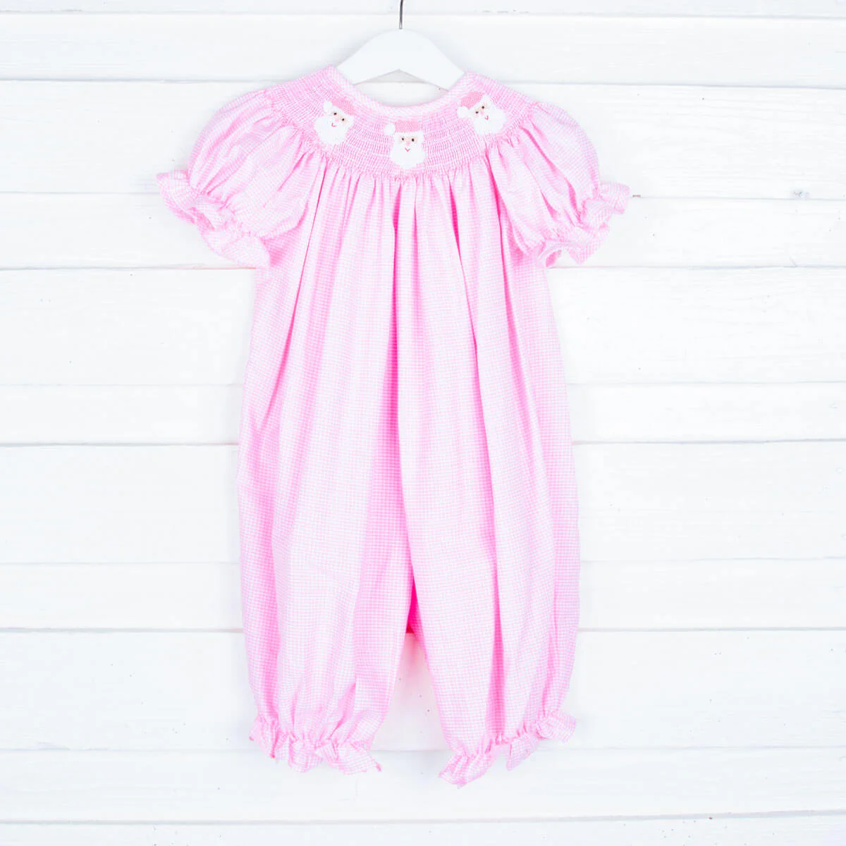 Pink Santa Smocked Long Bubble - Image 2