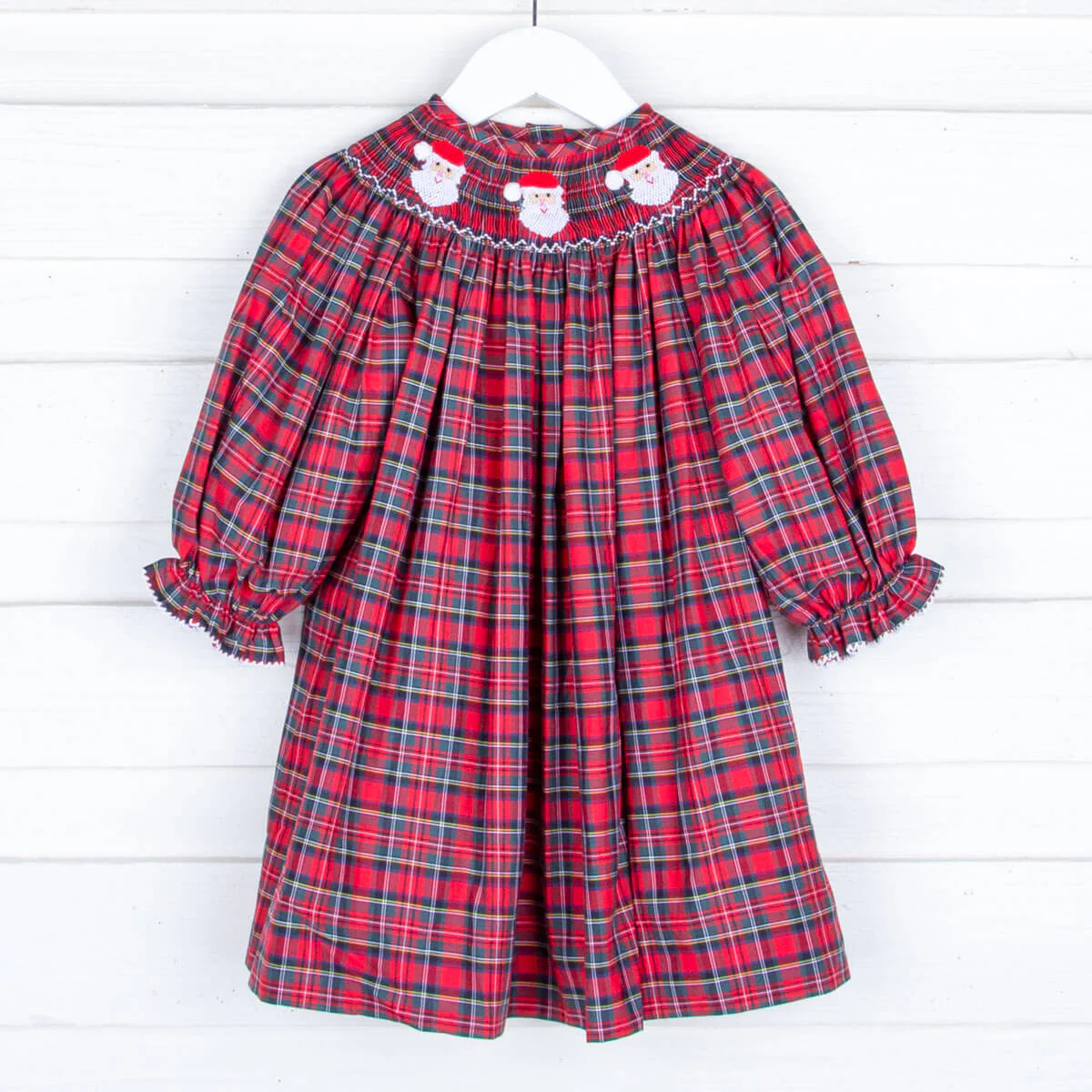 Smocked Santa Red Plaid Dress - Image 2